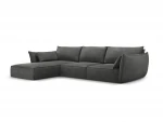 Kairinė kampinė sofa Vanda, 4 sėdimos vietos, pilka