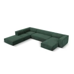 Šešiavietė kairinė sofa Agawa, 365x270x68 cm, žalia