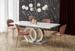 Gold GALARDO extension table, baltas / auksinis