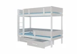 Dviaukštė lova ADRK Furniture Etiona 90x200cm, balta/pilka