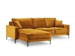 Kairinė kampinė velvet sofa Venus, 4 sėdimos vietos, geltona