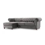 Kairinė kampinė sofa Lapis, 278x150x80 cm, pilka