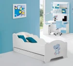 Vaikiška lova Adrk Furniture Amadis Blue Bear, 70x140 cm, balta