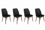 4-ių kėdžių komplektas Kalune Design Alfa 467 V4, juodas/rudas