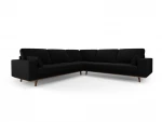 Simetrinė velvet sofa Hebe, 5 sėdimos vietos, juoda