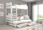 Dviaukštė lova ADRK Furniture Queen su čiužiniais, 90x200 cm, balta