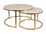 2-jų kavos staliukų komplektas Signal Portafino A, baltas/auksinės spalvos