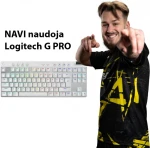 Žaidimų klaviatūra Logitech G Pro X TKL Lightspeed, US išdėstymas, Baltos spalvos