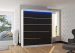 Spinta ADRK Furniture su LED apšvietimu Spectra 180, juoda/balta