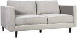 Sofa SPENCER, 3 vietų, 198x86x86 cm, dangos medžiaga: velvetinis audinys, spalva: šviesiai pilka, tamsios plastikinės ko