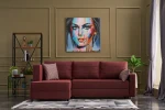 Kalune Design Kampinė sofa-lova Ece Left - Claret Raudona