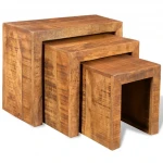 3 antikvarinio stiliaus sustumiami staliukai iš mango medienos