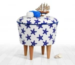 Hanah Home Mėlyna Pouffe Cunda v3 - Mėlyna, Baltas