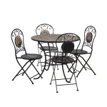 Lauko baldų komplektas Sodo baldų komplektas MOSAIC, stalas ir 4 kėdės (38666), rėmas: metalinis, spalva: juoda