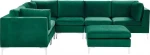 Beliani Modular 6-vietė kampinė sofa su pufa, dešinė aksominė, žalia EVJA