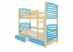 Dviaukštė lova Osuna 180x75 cm, mėlyna/ruda