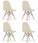 4-ių kėdžių komplektas Oskar Dumo, smėlio spalvos