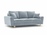 Sofa Micadoni Home Moghan 3S, šviesiai mėlyna/juoda