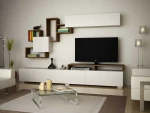 TV staliukas Kalune Design Televizijos vienetas Elit - Baltas, Walnut