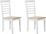 Beliani valgomojo kėdžių rinkinys iš 2 šviesios medienos su baltu BATTERSBY