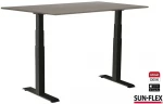 Reguliuojamo aukščio stalas SUN-FLEX®EASYDESK ADAPT, elektrinis, dviejų variklių, juodas rėmas, 140x80 cm, šv. pilkas stalviršis