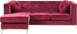 Sofa Beliani Velour Corner Burgundy FLEN