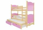 Dviaukštė lova Leticia, 180x75 cm/172x75 cm, rožinė/ruda