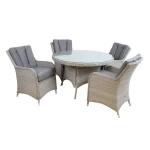Sodo baldų komplektas Ascot, stalas + 4 kėdės, pilkas