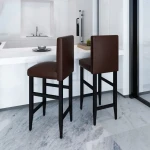 Modernios rudos dirbtinės odos baro kėdės, 2 vnt.