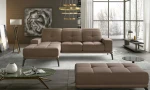Kairinės kampinės sofos ir pufo komplektas Eltap Torrense, šviesiai rudas