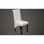 2 antikvarinio stiliaus valgomojo kėdžių komplektas, balta dirbtinė oda