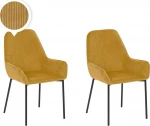 Beliani Corduroy valgomojo kėdžių rinkinys iš 2 geltonų LOVERNA