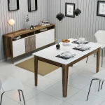 TV staliukas Kalune Design Svetainės baldų rinkinys Milan 522 - Walnut, Baltas