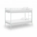 Dviaukštė lova iš metalo, 90x200cm, baltos spalvos