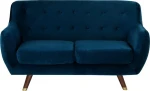 Beliani 2-vietė aksominė sofa mėlyna BODO