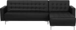 Beliani 4-vietė kampinė sofa, eko oda, kairė, juoda ABERDEEN