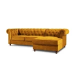 Dešininė kampinė sofa Lapis, 278x150x80 cm, geltona