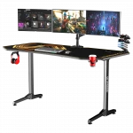 Žaidimų stalas Ultradesk Frag XXL Gaming Desk, Juodas su aukso spalvos kilimėliu