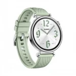 Išmanusis laikrodis  Huawei Watch GT4 41mm, Sidabrinės spalvos korpusas su žalios saplvos silikoniniu dirželiu