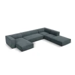 Šešiavietė dešininė sofa Agawa, 365x270x68 cm, mėlyna