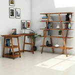 Kalune Design Puqa Design rašomasis stalas su knygų lentyna, rudas