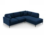Dešinioji kampinė velvet sofa Venus, 5 sėdimos vietos, tamsiai mėlyna