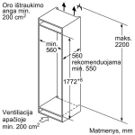 Bosch Serija 4, Įmontuojamasis šaldytuvas-šaldiklis su šaldiklio skyriumi apačioje, 177.2 x 54.1 cm, slankiojantis vyris KIV86VSE0