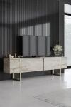 TV staliukas Luxe Travertine, smėlio spalvos