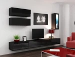 Cama Living room cabinet set VIGO 12 juodas/juodas gloss