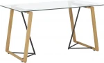 Beliani Stiklinis valgomasis stalas 140 x 80 cm šviesios medienos TAKMA