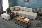 Kalune Design CREAM Kampinė sofa-lova Manama Corner Sofa Bed Left - Kreminis