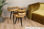 3-jų staliukų komplektas Kalune Design Alys, auksinės spalvos/juodos