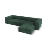 Keturvietė dešininė kampinė sofa Agawa, 290x173x68 cm, žalios spalvos