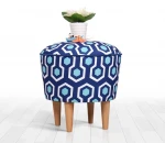 Hanah Home Mėlyna Pouffe Sky v2 - Mėlyna, Baltas